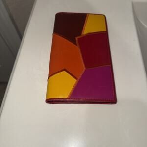 Super Vhtf Women Yves Saint Laurent Bifold Wallet Multi-Colored Leather Luxury